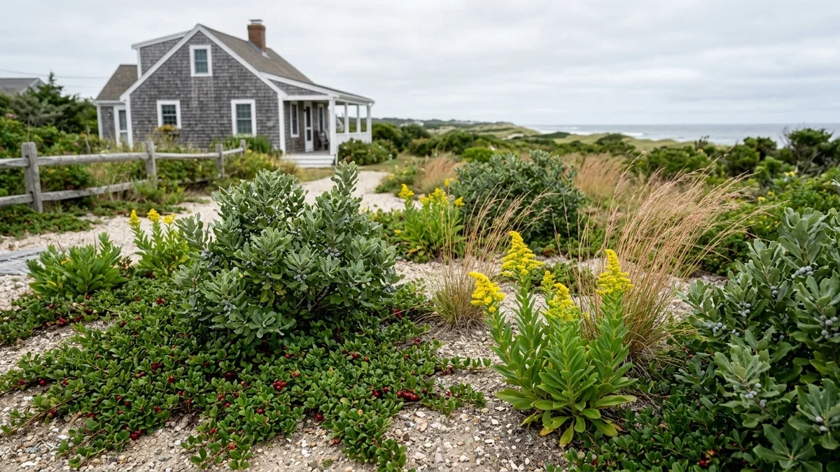 Late summer flower garden border with drought-tolerant coneflowers, black-eyed Susans, and ornamental grasses