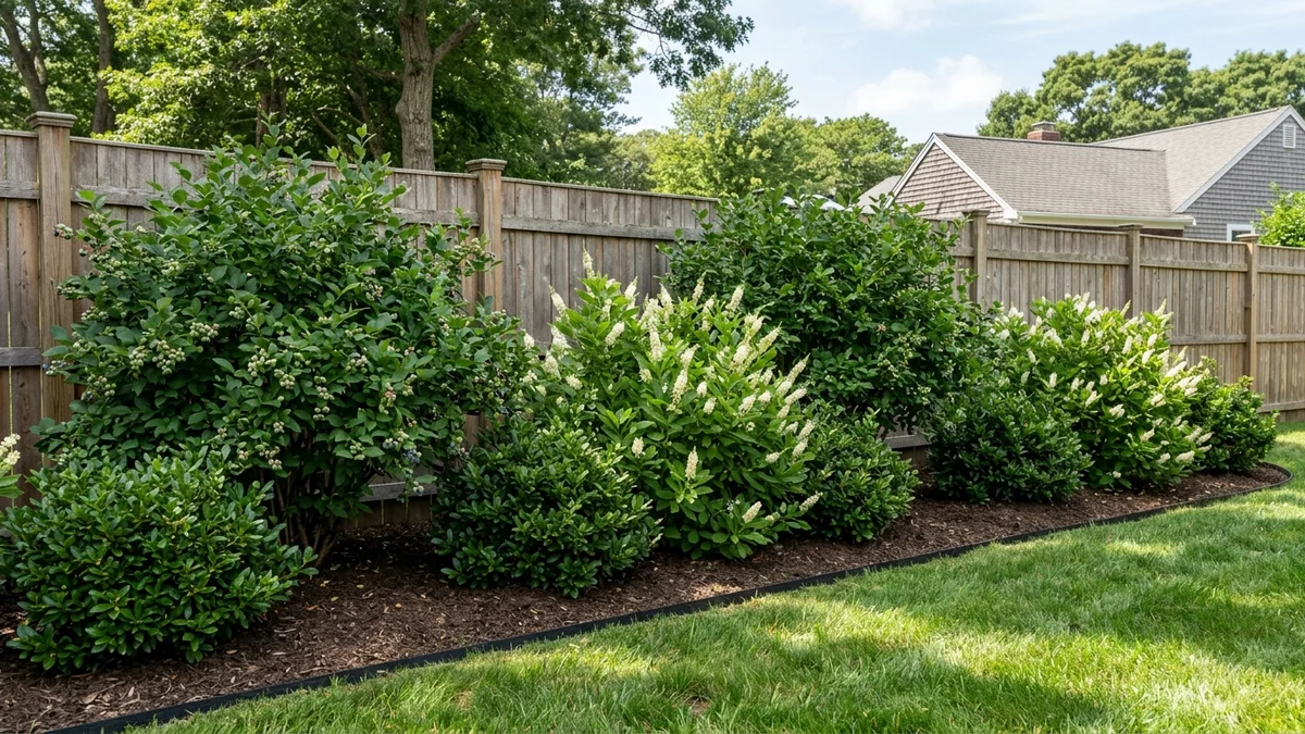 Multi-tiered native landscape showcasing canopy shade trees, understory flowering trees, and dense shrub borders